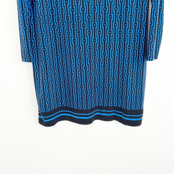 Michael Kors Blue & Black Geometric Jersey Mini Dress Size Petite Large (L) - Picture 3 of 7